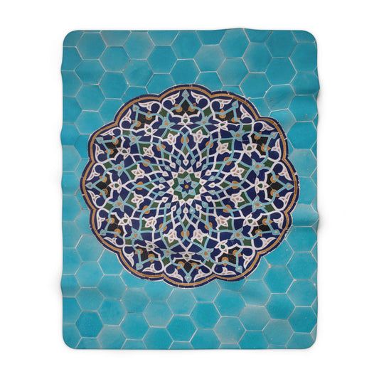 Blue Mosaic Sherpa Blanket