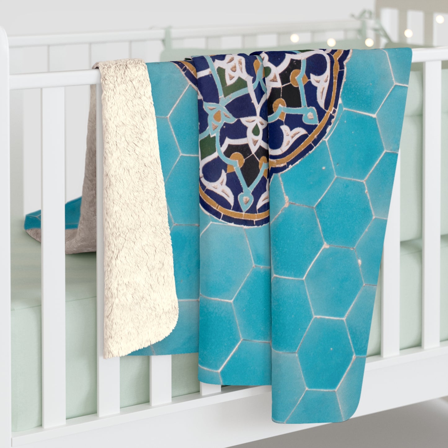 Blue Mosaic Sherpa Blanket