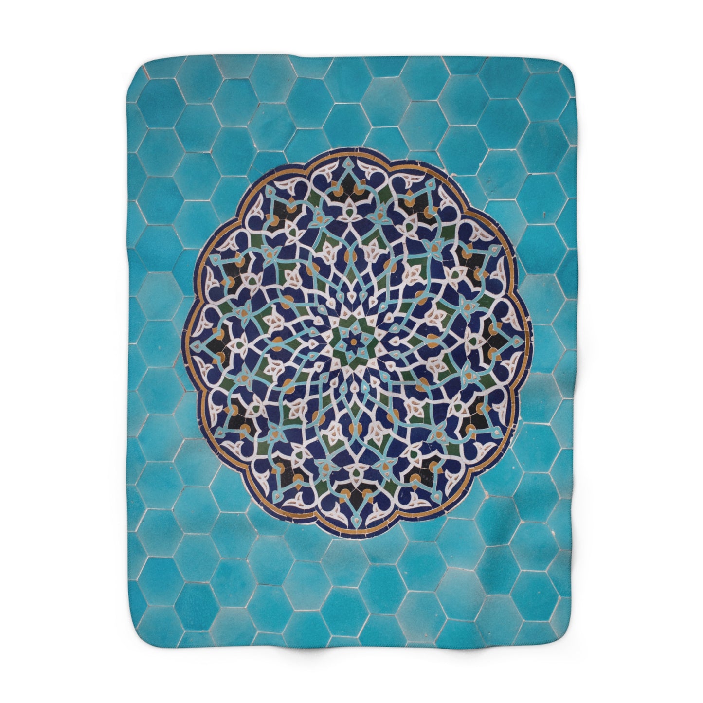 Blue Mosaic Sherpa Blanket
